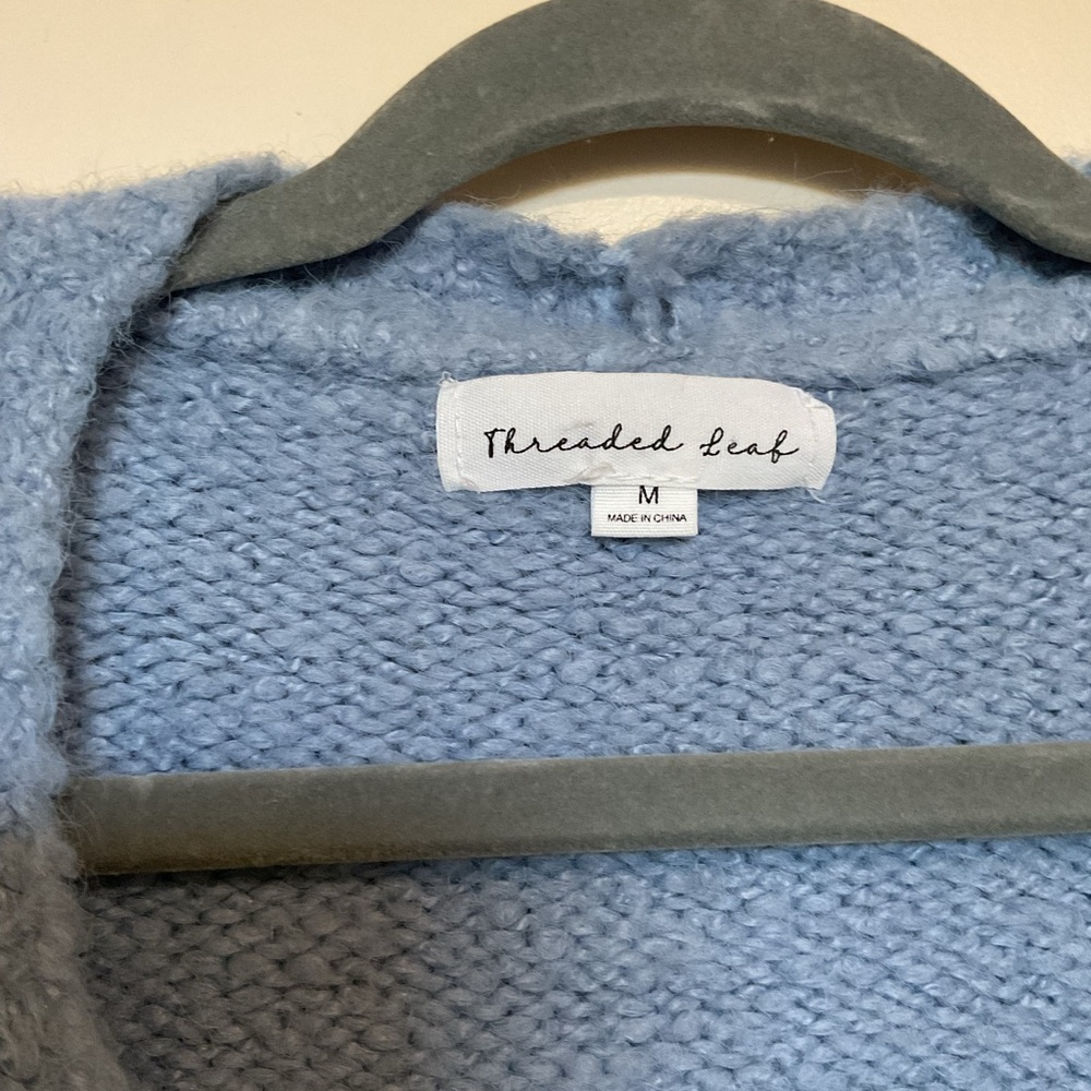 Blue Daisy Crochet-Appliqué Open Cardigan Sweater - Picture 2 of 3